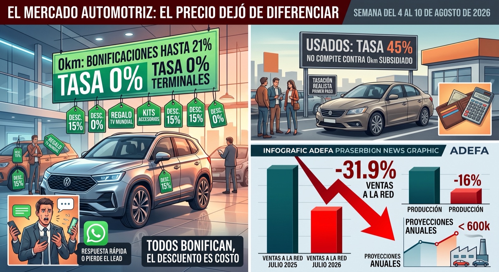Bonificaciones de hasta 21% y una red que recibió 31,9% menos autos: la semana en que el precio dejó de diferenciar